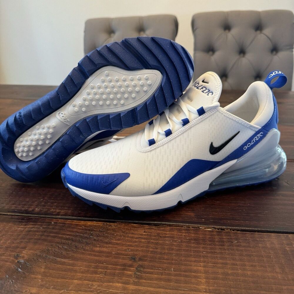 Nike Air Max 270 Golf White Racer Blue Spikeless Shoes